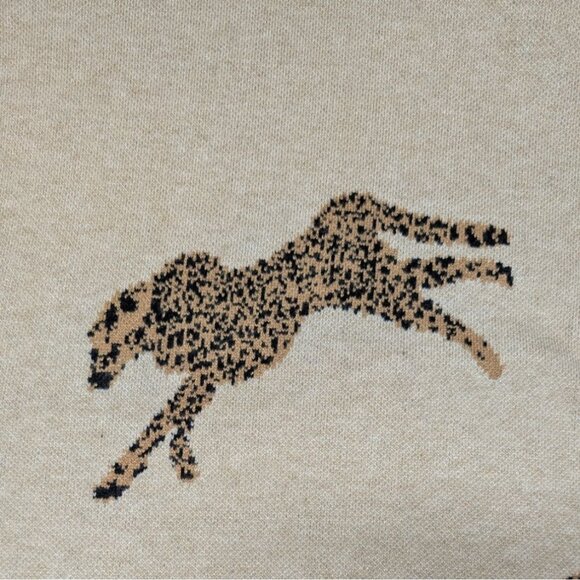 Entro Cheetah Short Sleeve Sweater Mock Neck Womens Medium Leopard Animal Knit - Picture 6 of 6